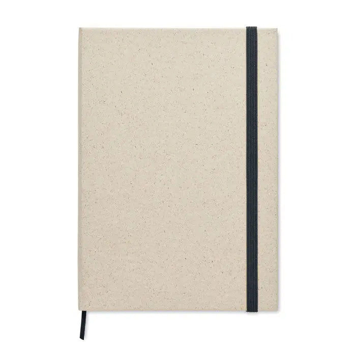 Beige caiet a5 iarba cu coperta texturata si elastic negru pentru inchidere si 80 de randuri interior