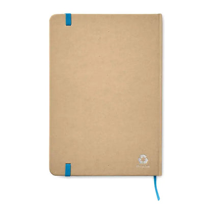Caiet a5 reciclat tan cu benzi elastice albastre si semn de carte asortat pentru notite de 80 de randuri