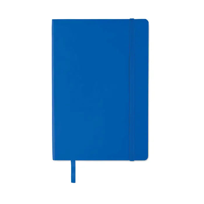 Caiet a5 reciclat albastru inchis cu coperta mata si elastic pentru inchidere sigura