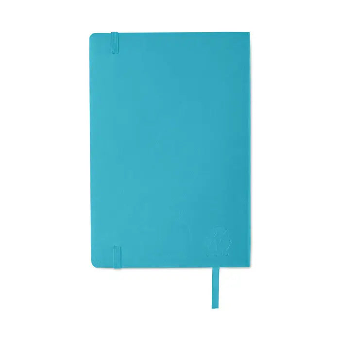 Caiet a5 reciclat turcoaz solid cu design minimalist si elastic pentru prindere usoara