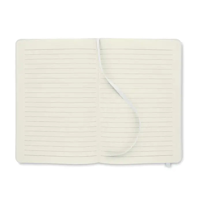 Caiet a5 rpet cu copertă crem hardcover, 80 de rânduri drepte și semn de carte din panglică potrivit pentru notițe