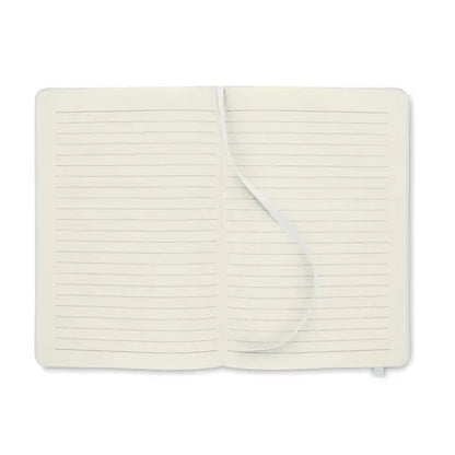 Caiet a5 rpet cu copertă crem hardcover, 80 de rânduri drepte și semn de carte din panglică potrivit pentru notițe