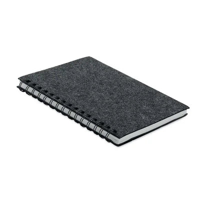 Caiet a5 rpet cu coperta din fetru gri inchis si spirală metalică neagră pentru notițe durabile