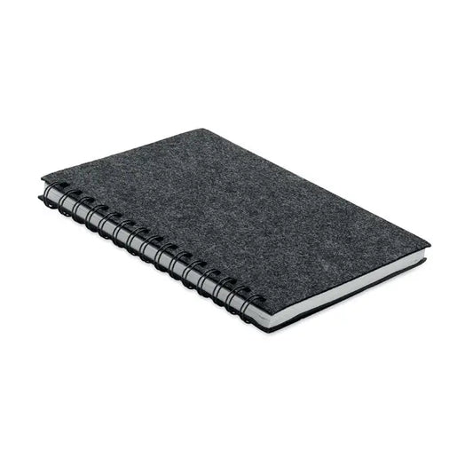 Caiet a5 rpet cu coperta din fetru gri inchis si spirală metalică neagră pentru notițe durabile