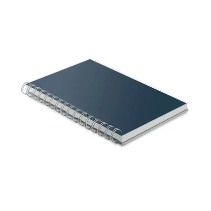 Caiet a5 rpet cu linii reciclate albastru inchis cu coperta mata neteda si spirala argintie