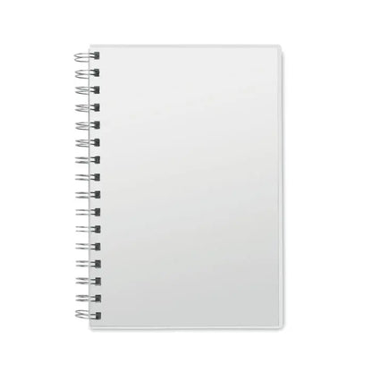 Caiet a5 rpet cu linii reciclate spiralat alb cu design minimalist si ecologic