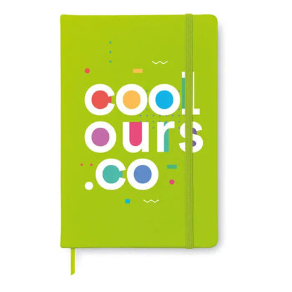 Notebook caiet a6 96 coli randuite lime verde cu design geometric colorat si litere albe