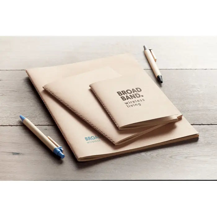 Notebook din piele beige caiet a6 reciclat 80 file simplu cu bandă lată pentru notițe eficiente