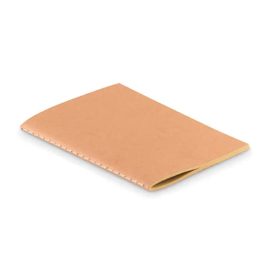Card holder din piele maro tan cu cusaturi contrastante pentru caiet a6 reciclat 80 simplu