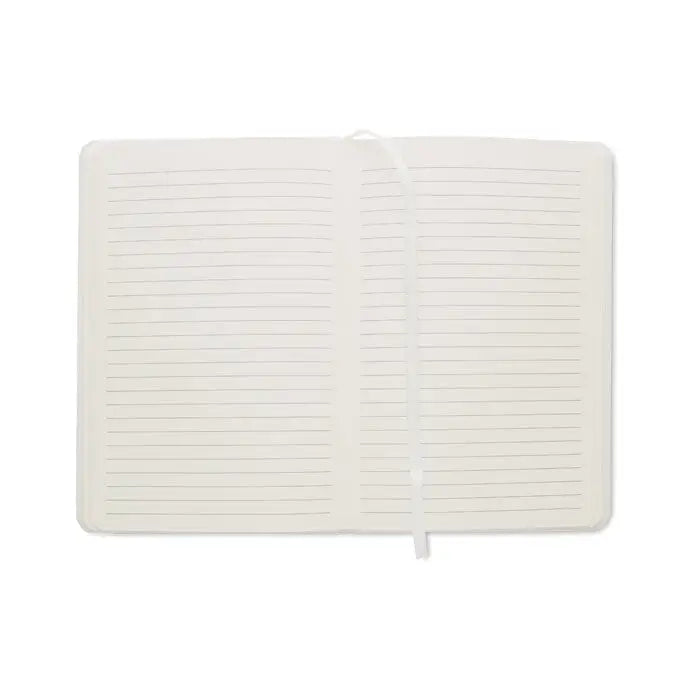 Caiet antibacterian a5 cu copertă albă minimalistă, linii fine și semn de carte asortat
