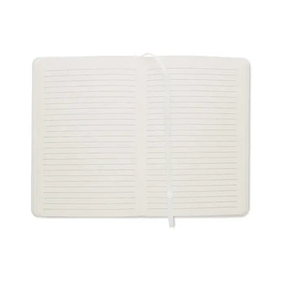 Caiet antibacterian a5 cu copertă albă minimalistă, linii fine și semn de carte asortat