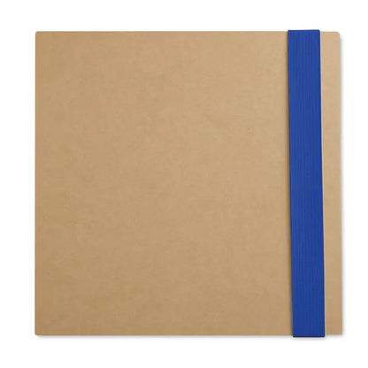 Brown kraft caiet cu set de note si pix cu elastic albastru vibrant pe marginea dreapta