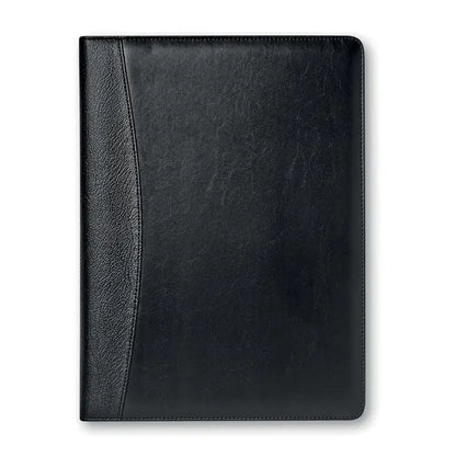 Calculator de foldere de conferinte A4 din piele neagra cu suprafata texturata si margini cusute
