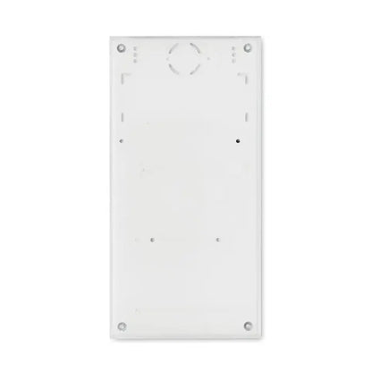 Calculator din bambus cu 8 cifre alb dreptunghiular montat pe perete cu design minimalist si suruburi la colturi