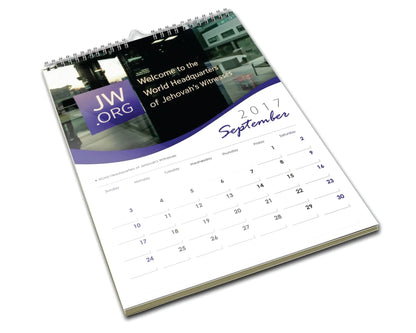 Calendar a3 12 file spiral-bound september 2017 with purple and black cover featuring jw.org logo