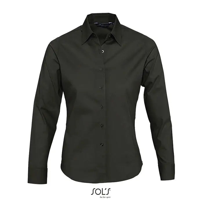 Camasa pentru femei eden stretch de la sols, neagra, cu maneci lungi si nasturi, material elastic si confortabil