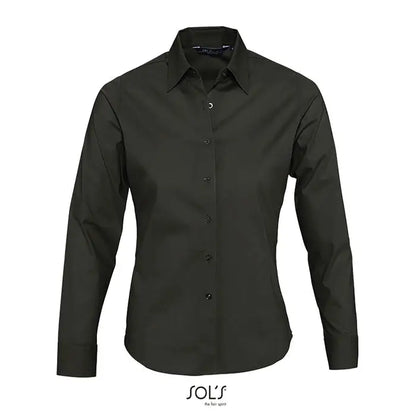 Camasa pentru femei eden stretch by sols neagra cu maneci lungi si nasturi din material elastic