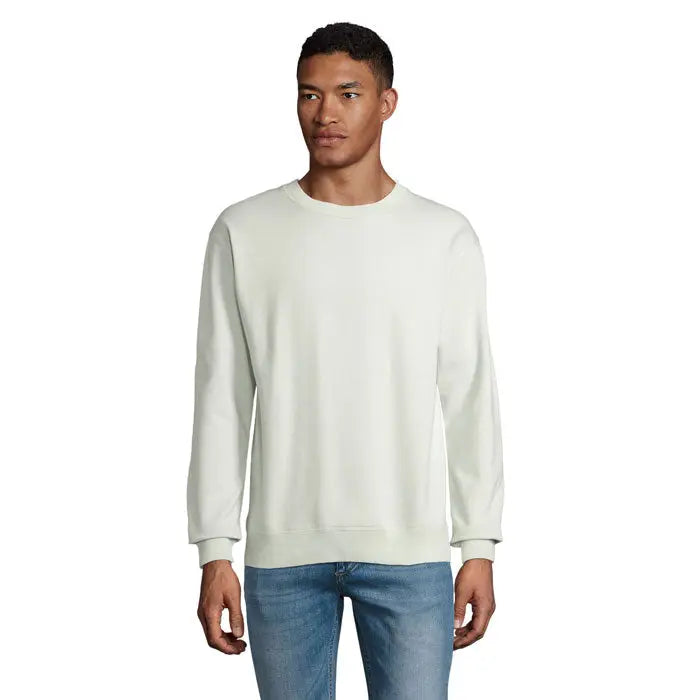 Bluză unisex columbia crem minimalistă din bumbac cu textură moale și mâneci cu bordură ribs