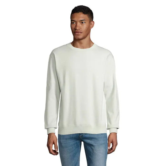Bluză unisex columbia crem minimalistă din bumbac cu textură moale și mâneci cu bordură ribs