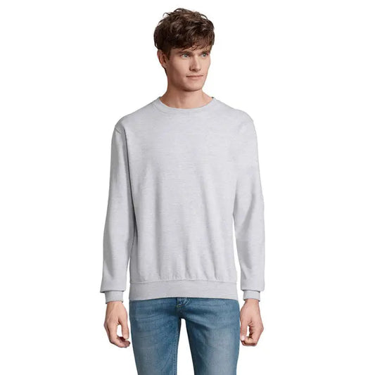 Sweatshirt unisex columbia gri deschis cu material moale si texturat si mansete striate