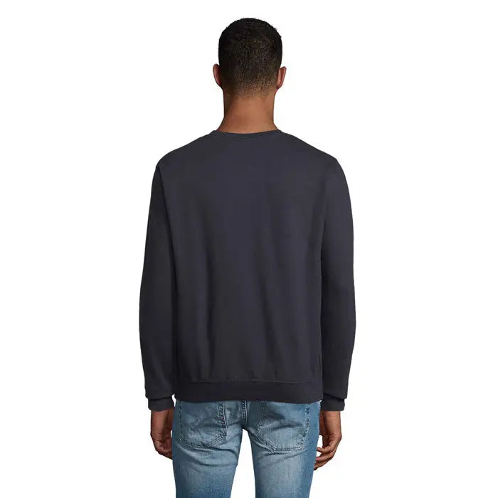 Sweatshirt unisex columbia gri închis cu guler rotund mâneci lungi și manșete striate