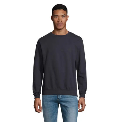 Sweatshirt unisex columbia gri închis cu guler rotund mâneci lungi și manșete ribbed
