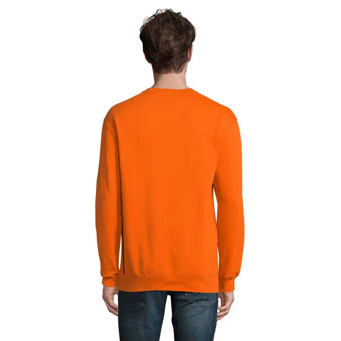 Sweatshirt unisex columbia cu mâneci lungi de culoare portocaliu aprins și decolteu rotund din material moale