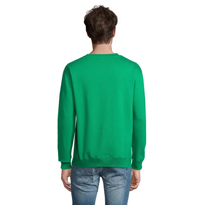 Bluză unisex columbia verde solidă cu mâneci lungi și decolteu rotund din material confortabil