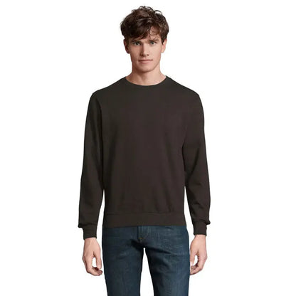 Bluză unisex columbia maro închis cu guler rotund mâneci lungi și manșete reiate