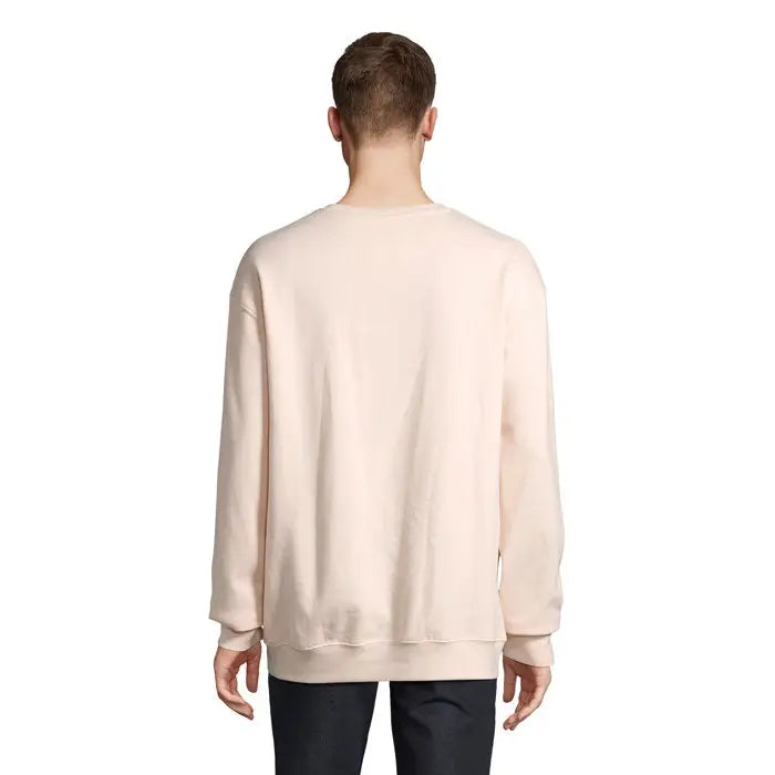 Bluza unisex columbia bej deschis cu mâneci lungi, gât rotund și mansete striate moale și lejeră