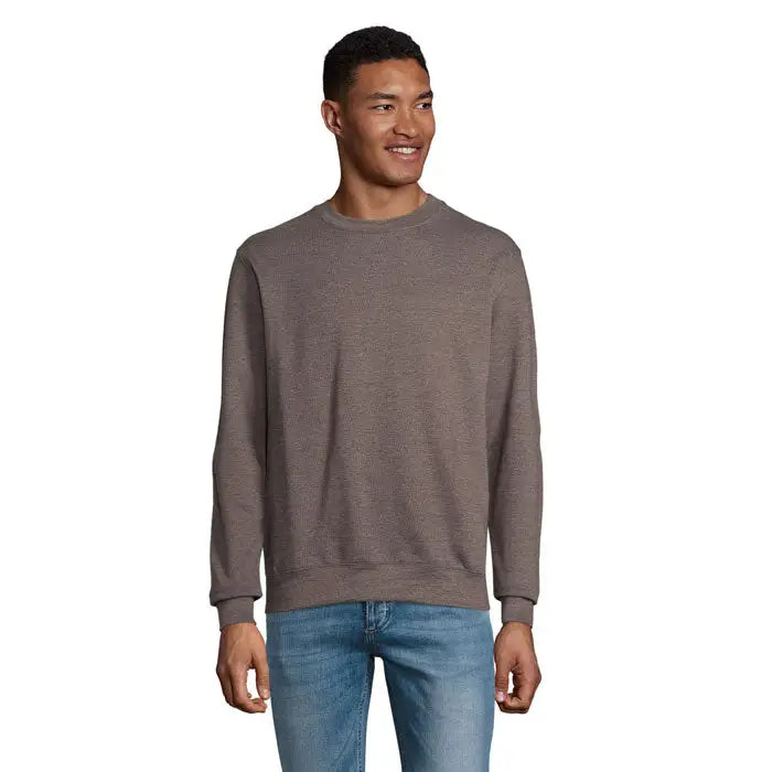 Bluză unisex columbia gri melanj cu model texturat și manșete reiate din material tricotat