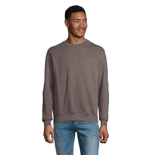 Bluza unisex columbia gri melanj cu textura tricotată și mâneci cu mansete striate