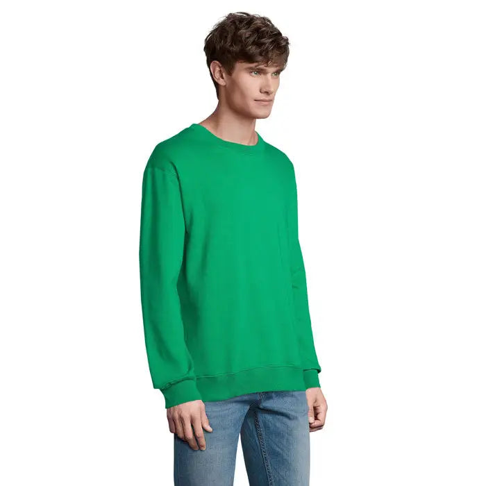 Bluză unisex columbia verde vibrant cu mâneci lungi și tiv striat din material confortabil