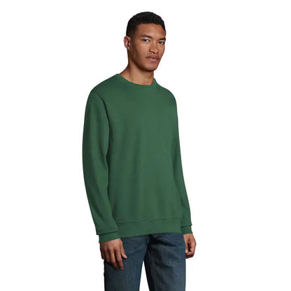 Bluza unisex columbia verde închis cu mâneci lungi din amestec moale de bumbac și manșete ribb