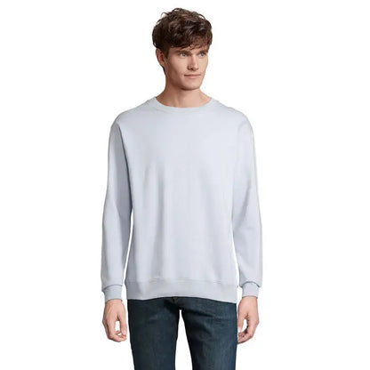 Bluză unisex columbia gri deschis cu mâneci lungi, guler rotund si manșete și tiv reiat