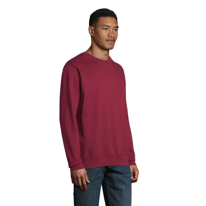 Bluza unisex columbia vișinie cu mâneci lungi și guler rotund din bumbac moale