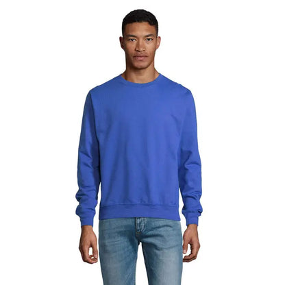 Bluză albastră unisex columbia cu decolteu rotund, mâneci lungi și manșete striate