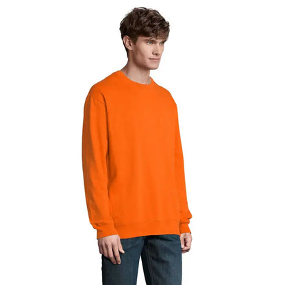 Sweatshirt unisex columbia portocaliu aprins cu mâneci lungi și decolteu rotund din material confortabil