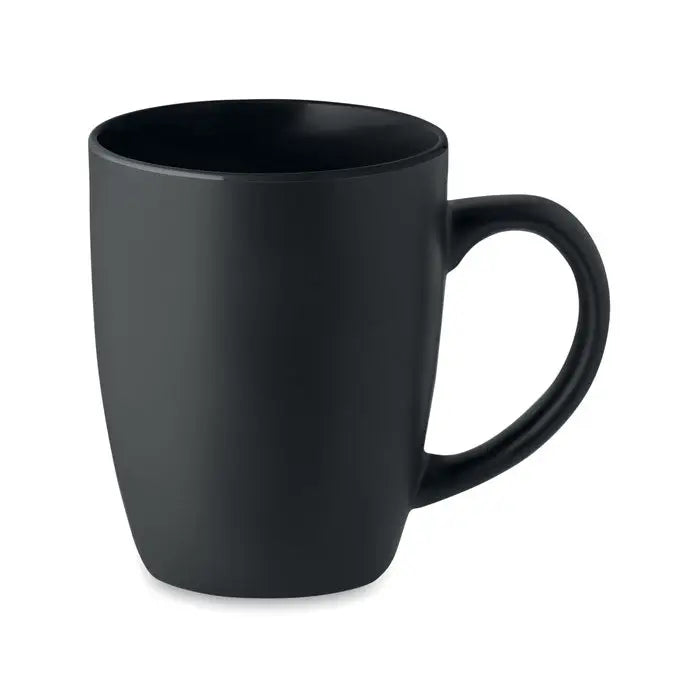 Cană ceramică bicoloră 290 ml neagră mată cu design modern și mâner neted