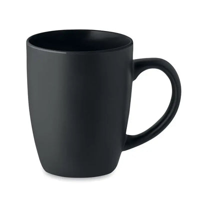 Cană ceramică bicoloră 290 ml neagră mată cu design modern și mâner neted