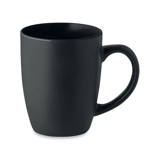 Cană ceramică bicoloră 290 ml neagră mată cu design modern și mâner neted