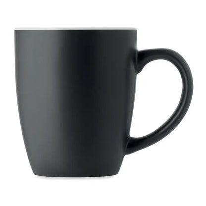 Cană ceramică bicoloră de 290 ml cu design modern, exterior negru mat și interior alb