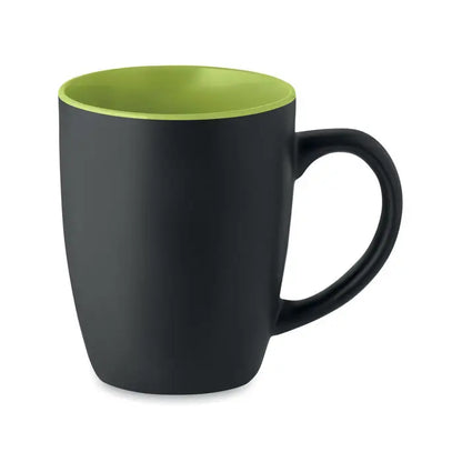 Cană ceramică bicoloră 290 ml cu interior verde lime vibrant și exterior negru mat