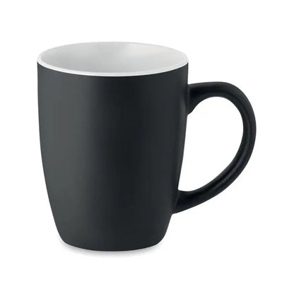 Cană ceramică bicoloră 290 ml neagră cu interior alb și finisaj mat neted pentru băuturi calde
