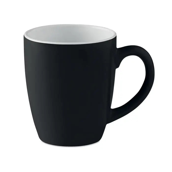 Cană ceramică colorată 290 ml neagră cu interior alb și finisaj mat neted perfectă pentru băuturi calde