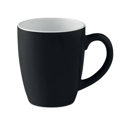 Cană ceramică colorată 290 ml neagră cu interior alb și finisaj mat neted perfectă pentru băuturi calde