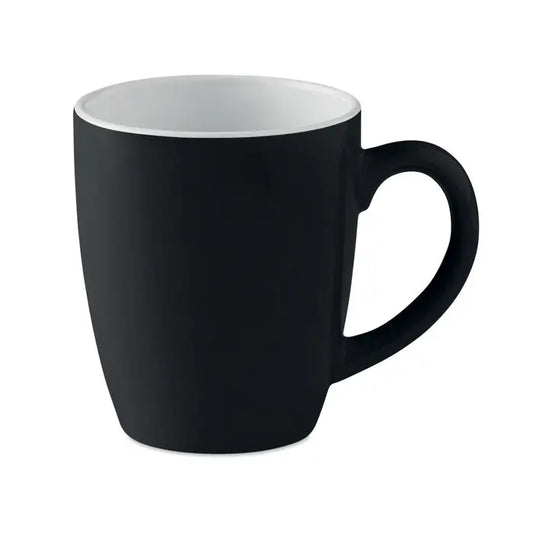 Cană ceramică colorată 290 ml neagră cu interior alb și finisaj mat neted perfectă pentru băuturi calde