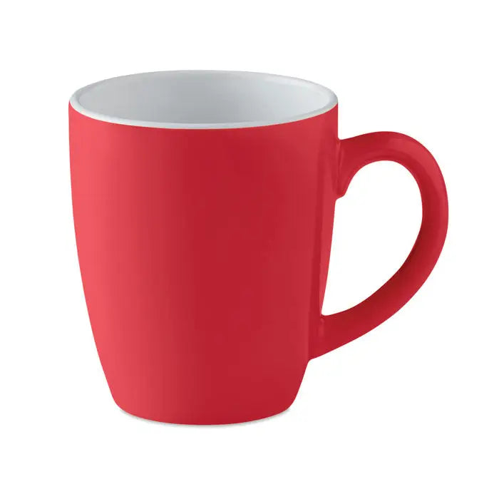 Cană ceramică colorată 290 ml roșie cu interior alb și finisaj lucios neted