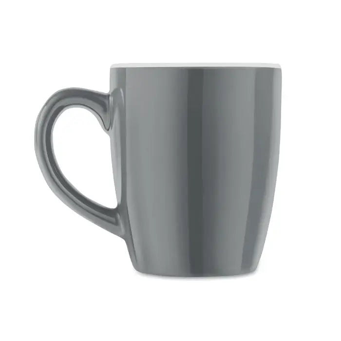 Cană ceramică colorată 290 ml gri cu finisaj lucios neted și interior alb