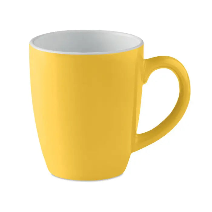 Cană ceramică colorată 290 ml galben vibrant cu finisaj lucios și interior alb contrastant